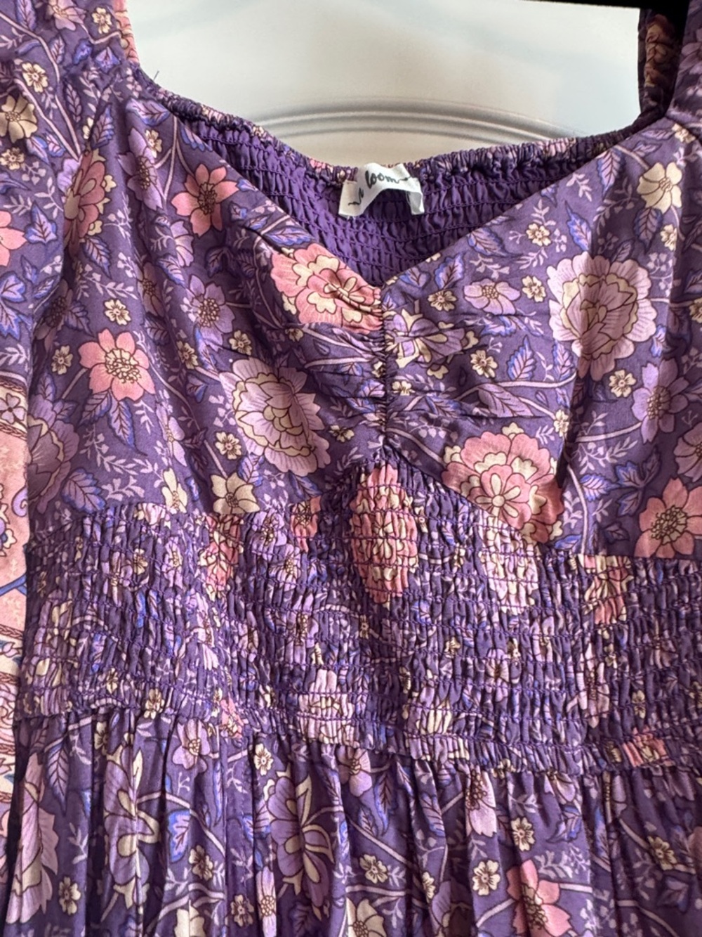 In Bloom Lavender Floral Maxi Dress with Puff Sleeves - Picture 3 of 4